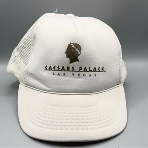 Vintage Caesars Palace Las Vegas Hat White Mesh Trucker Snapback Cap OS
